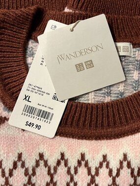 Uniqlo x JW Anderson Fair Isle Crewneck Sweater Pink Women’s Size XL